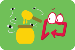 Postie catching flies with honey