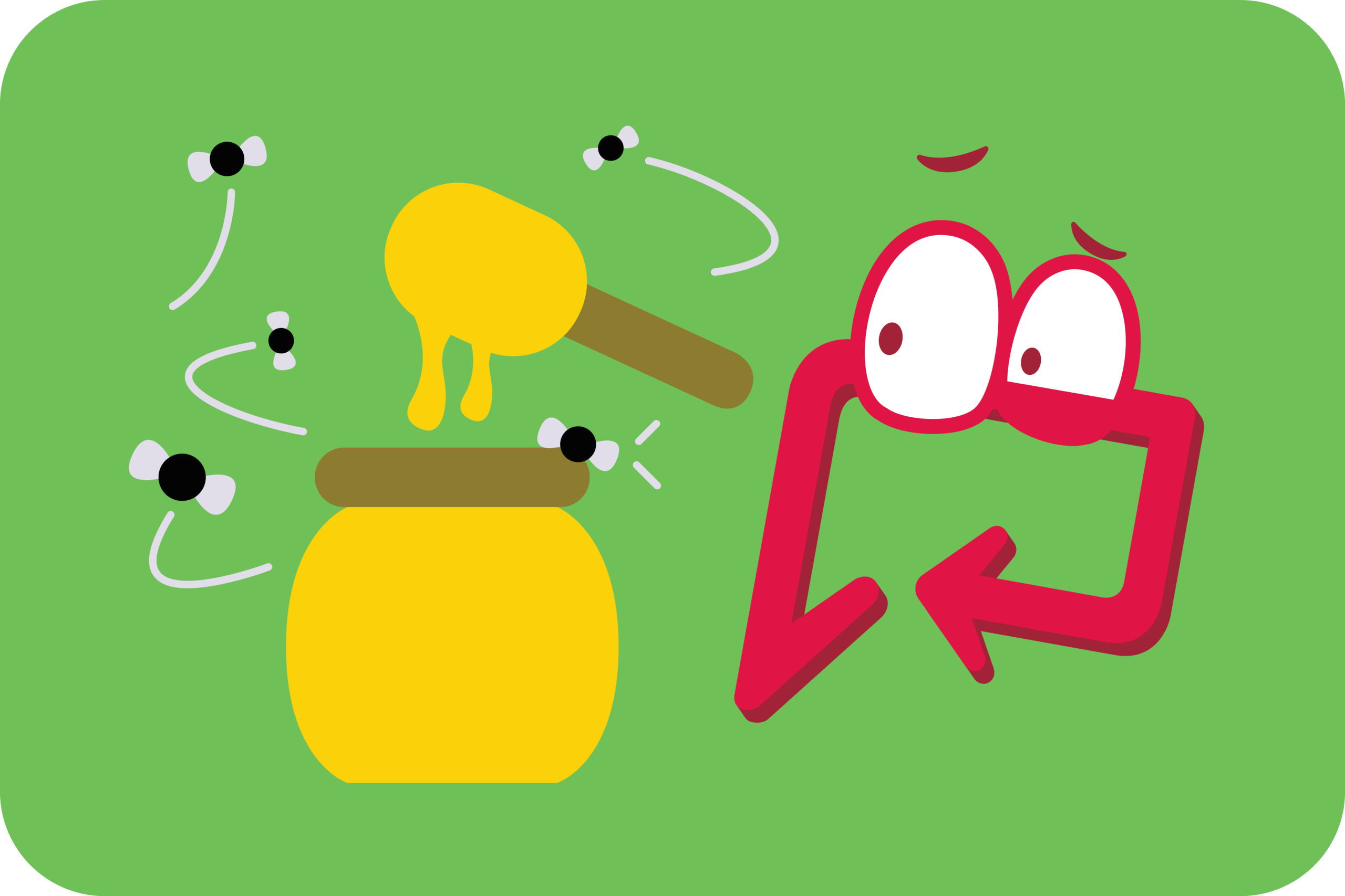 Postie catching flies with honey